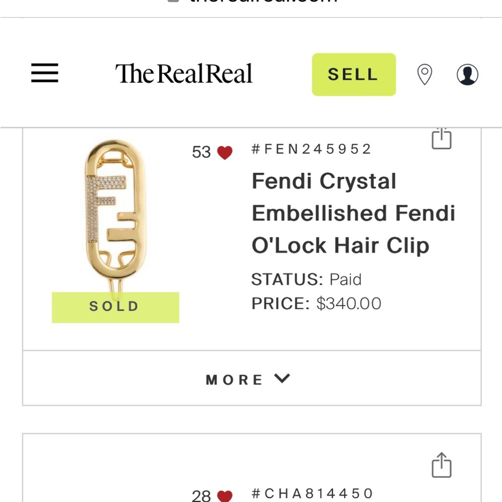 Fendi hair clip gold brand new